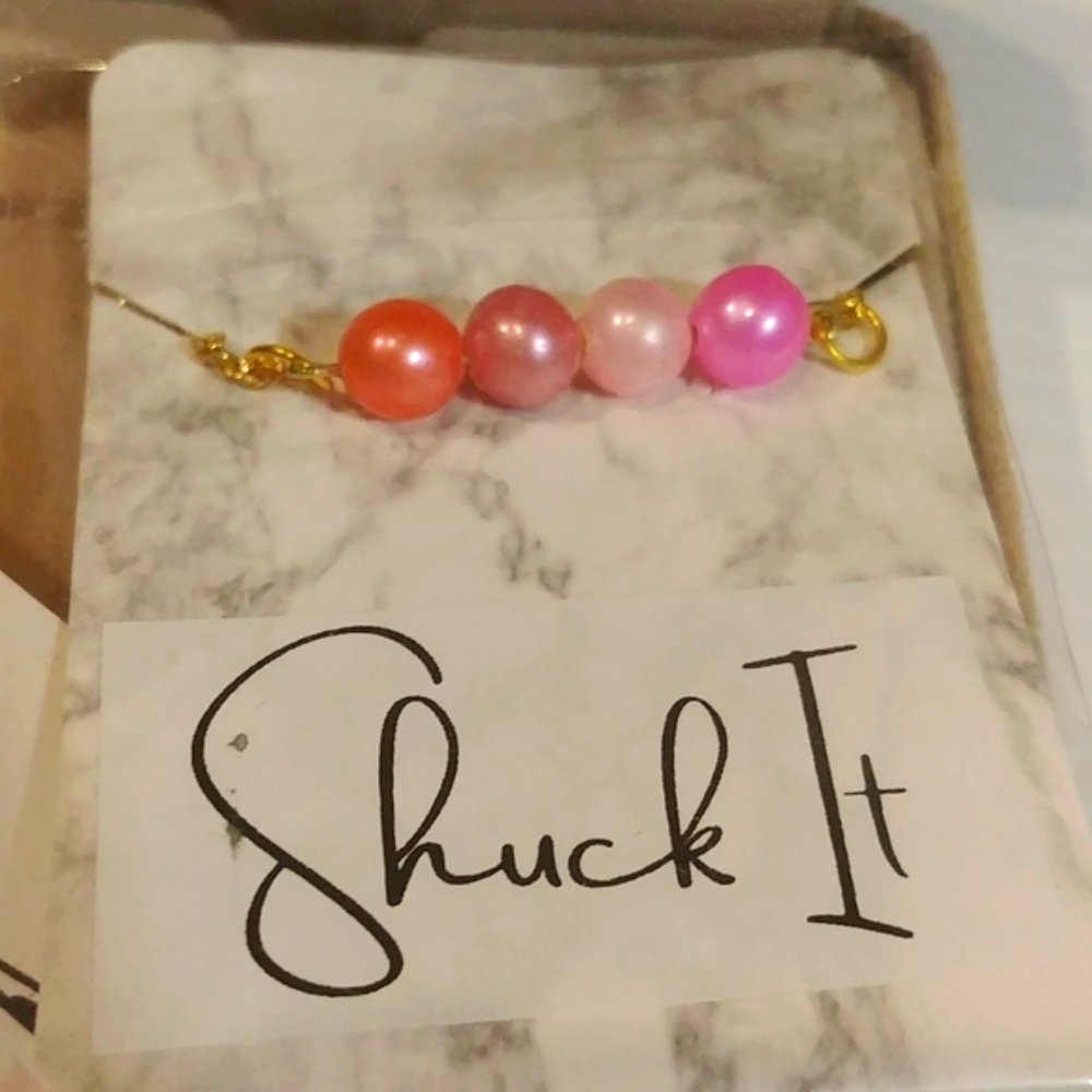 NEW Genuine Pearl Bar Necklace